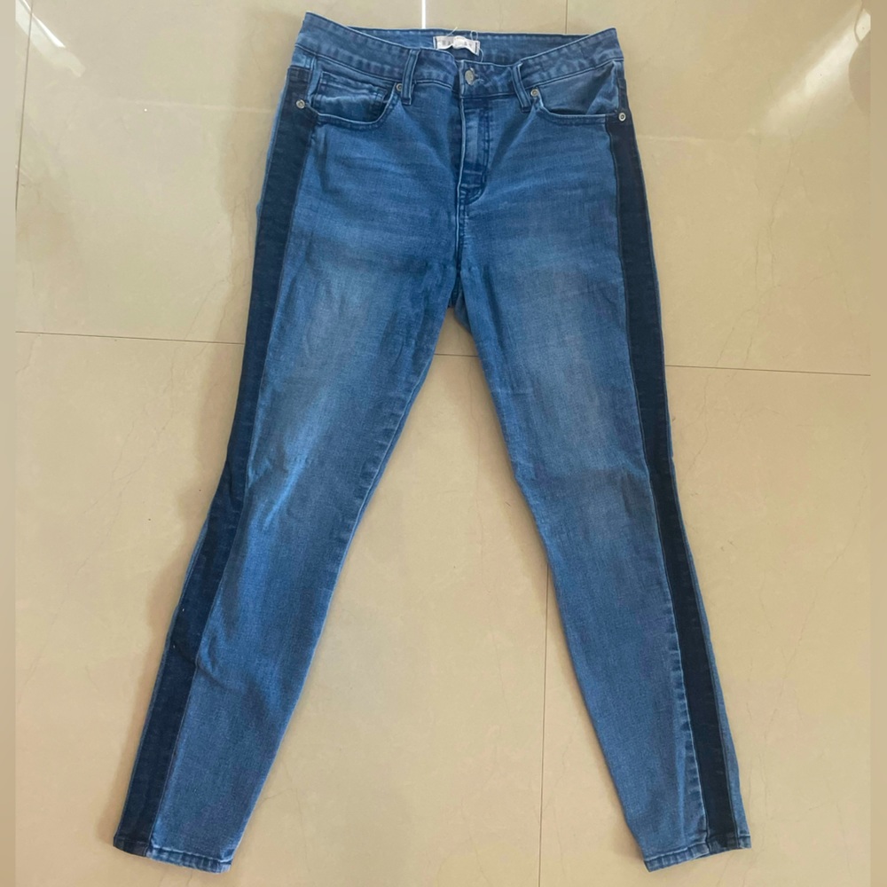 Denim Skinny Jeggings with Navy Blue stripe size 29